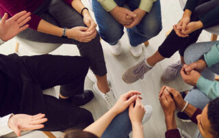 overhead view of a support group session
